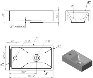 Раковина из искусственного мрамора Art&Max 40см AM-LAV-400-MR-Mini